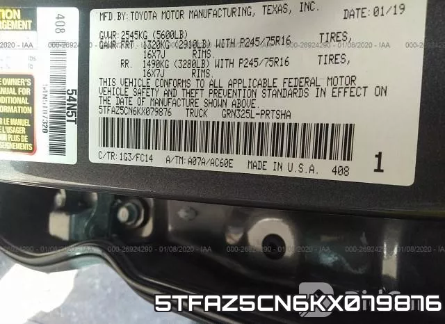5TFAZ5CN6KX079876 фото 7