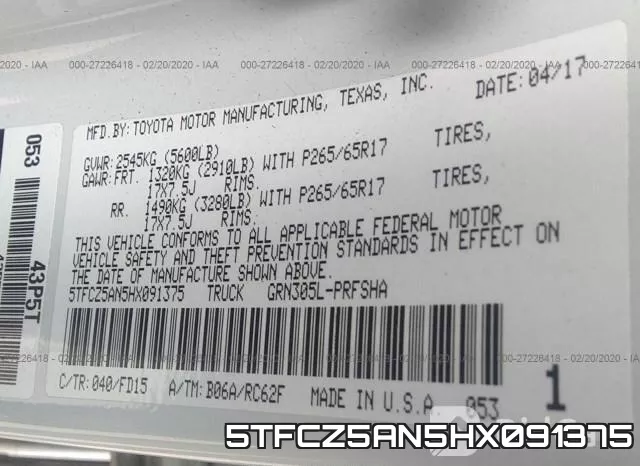 5TFCZ5AN5HX091375 фото 7