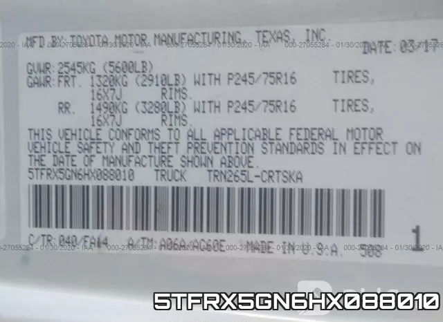 5TFRX5GN6HX088010 фото 4