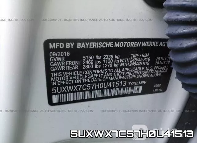 5UXWX7C57H0U41513 фото 10