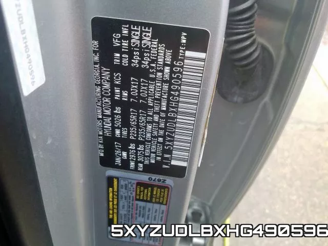 5XYZUDLBXHG490596 фото 2