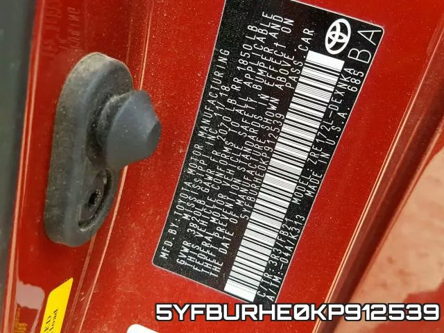 5YFBURHE0KP912539 фото 2