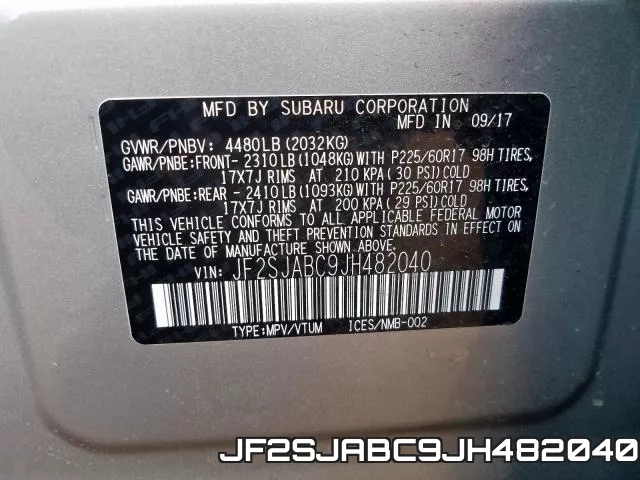 JF2SJABC9JH482040 фото 2