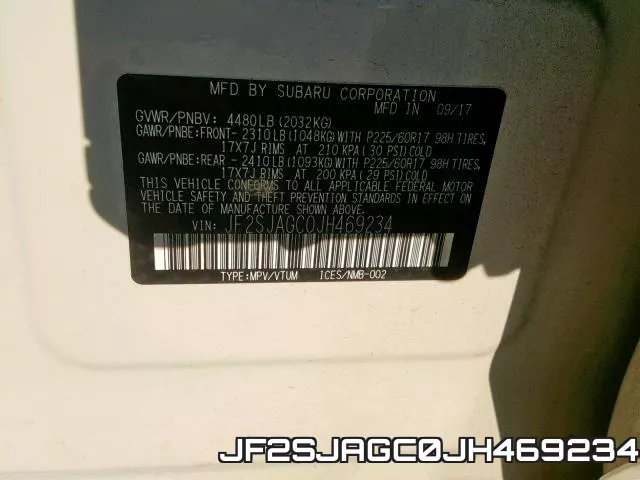 JF2SJAGC0JH469234 фото 2