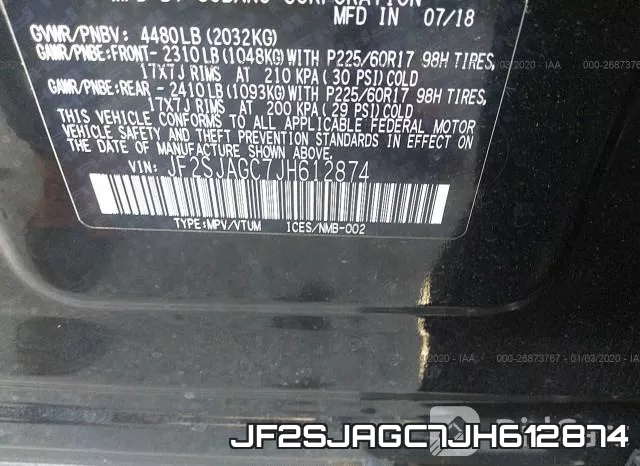 JF2SJAGC7JH612874 фото 10