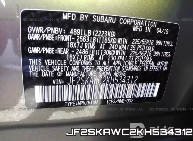JF2SKAWC2KH534312 фото 6