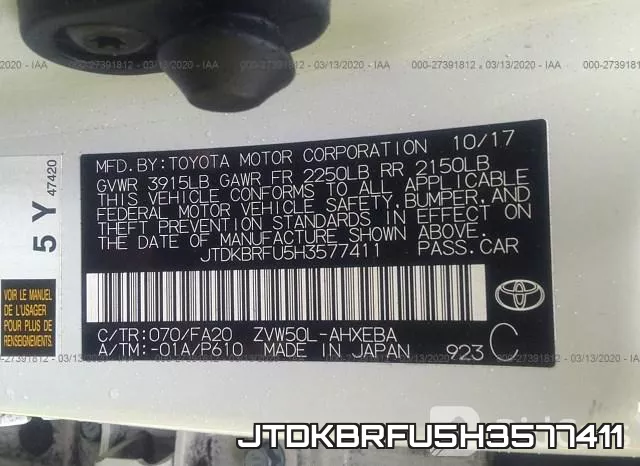 JTDKBRFU5H3577411 фото 10