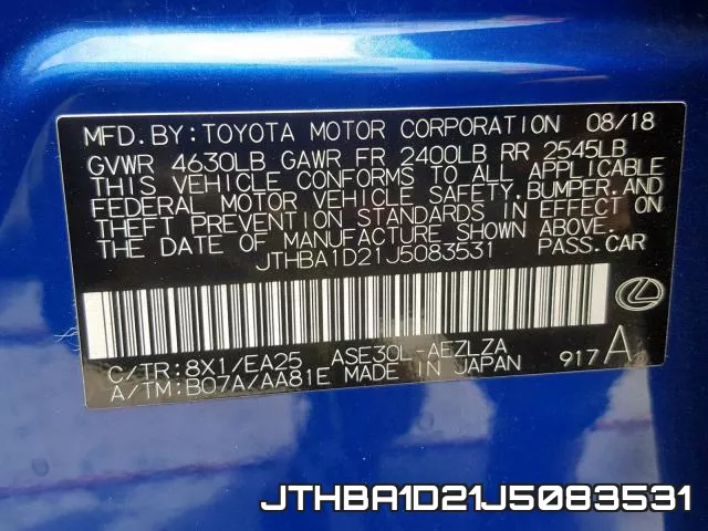 JTHBA1D21J5083531 фото 2