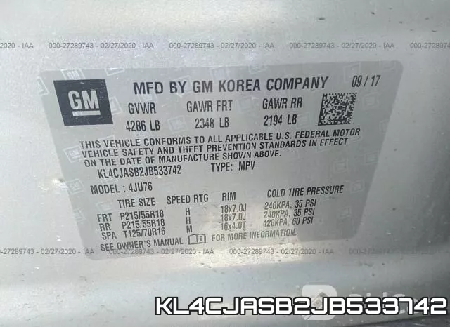 KL4CJASB2JB533742 фото 10