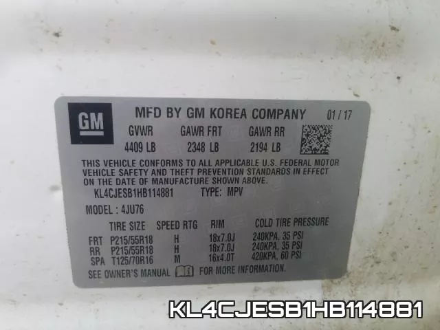 KL4CJESB1HB114881 фото 2