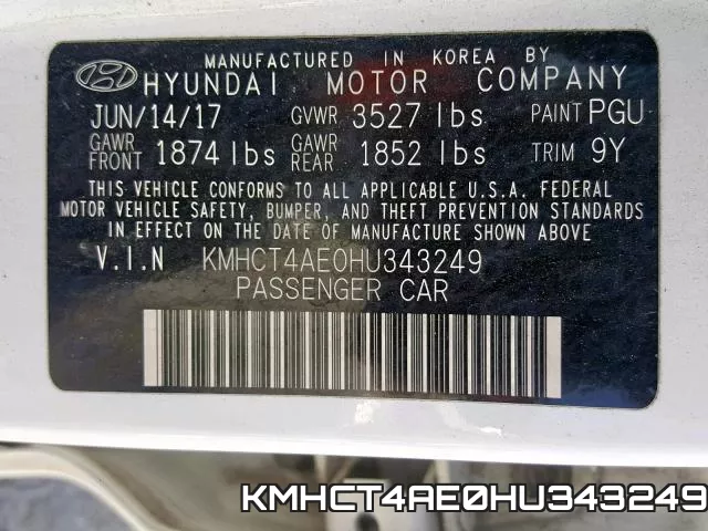 KMHCT4AE0HU343249 фото 2