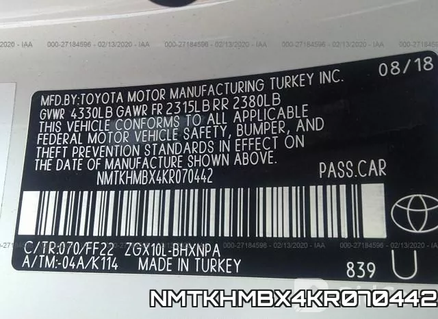 NMTKHMBX4KR070442 фото 3