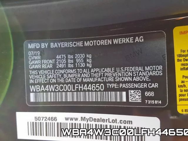 WBA4W3C00LFH44650 фото 2