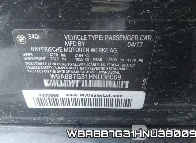 WBA8B7G31HNU38009 фото 10