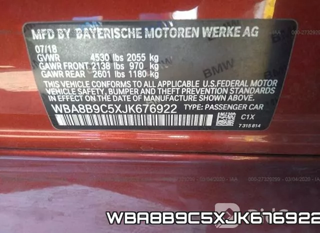 WBA8B9C5XJK676922 фото 7