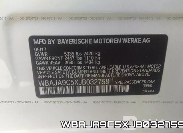WBAJA9C5XJB032759 фото 7