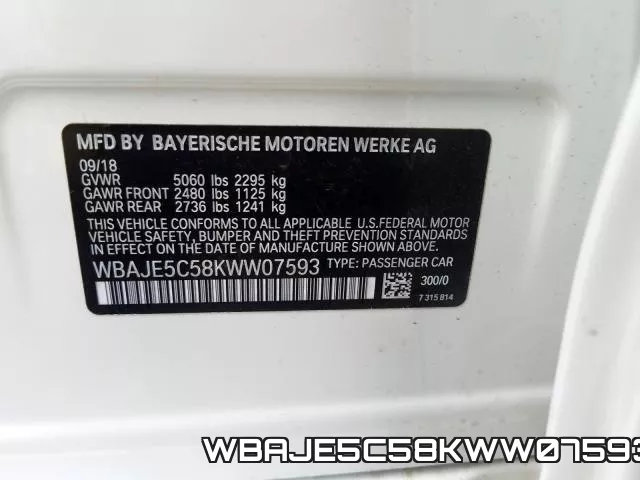 WBAJE5C58KWW07593 фото 2