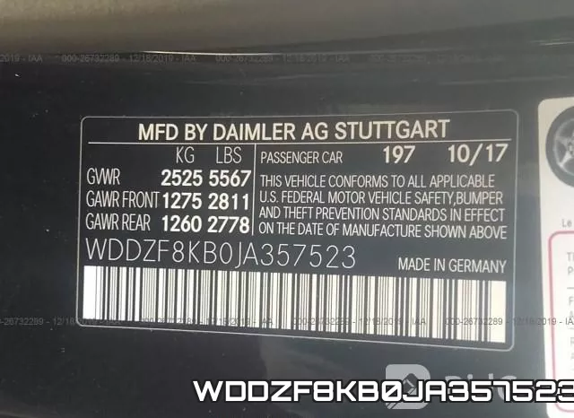 WDDZF8KB0JA357523 фото 10