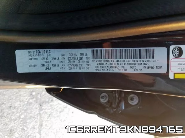 1C6RREMT3KN894765 фото 2
