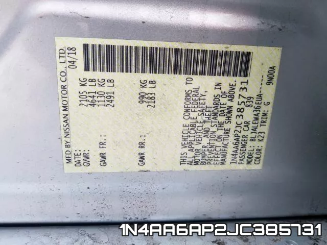 1N4AA6AP2JC385731 фото 2