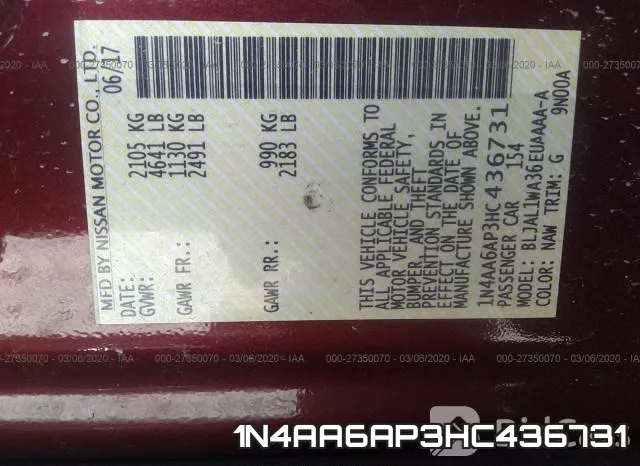 1N4AA6AP3HC436731 фото 10