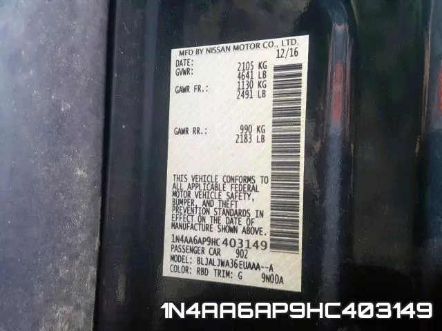 1N4AA6AP9HC403149 фото 2