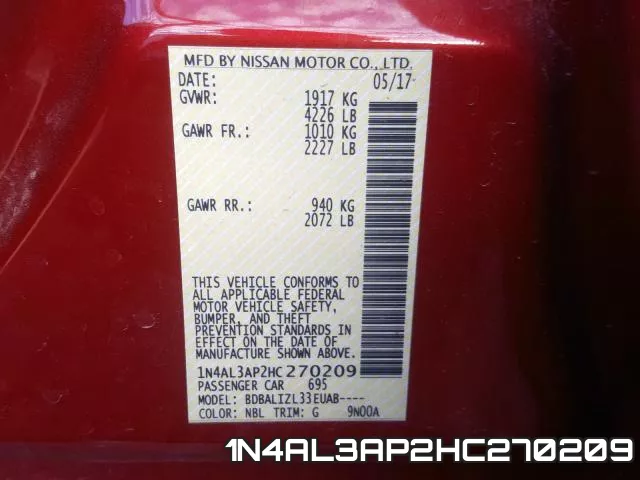 1N4AL3AP2HC270209 фото 2
