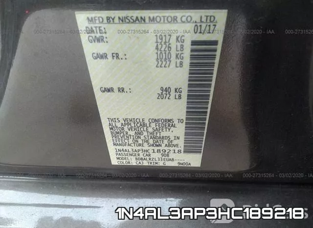 1N4AL3AP3HC189218 фото 7