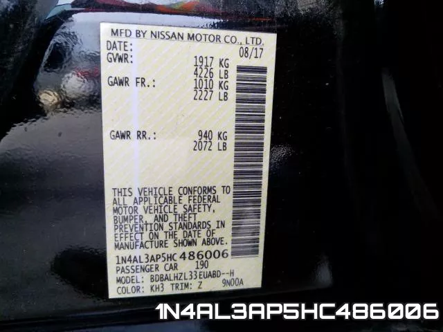 1N4AL3AP5HC486006 фото 2