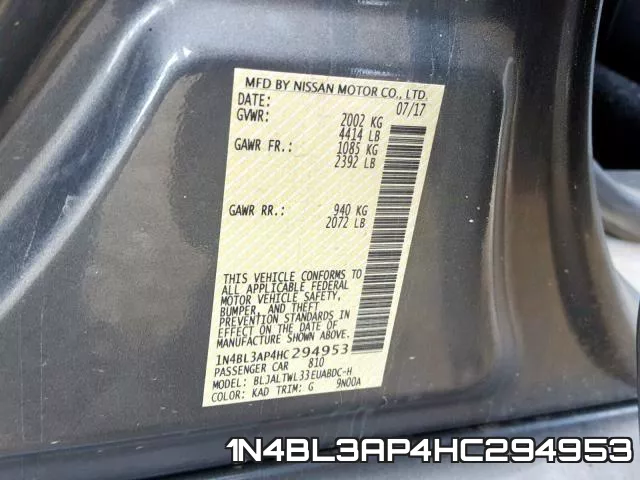 1N4BL3AP4HC294953 фото 2