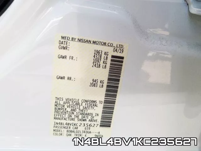 1N4BL4BV1KC235627 фото 2