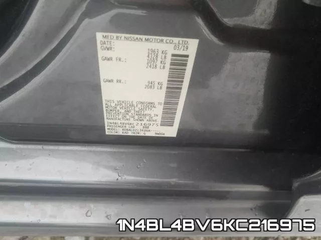 1N4BL4BV6KC216975 фото 2