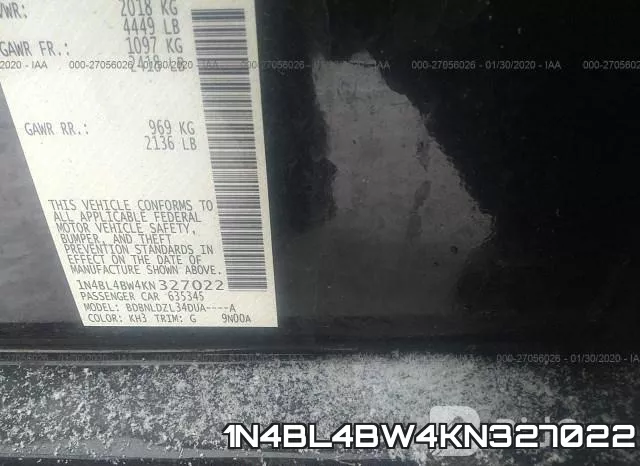 1N4BL4BW4KN327022 фото 10
