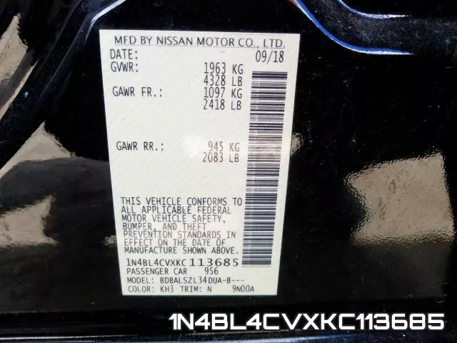 1N4BL4CVXKC113685 фото 2