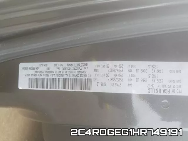 2C4RDGEG1HR749191 фото 2