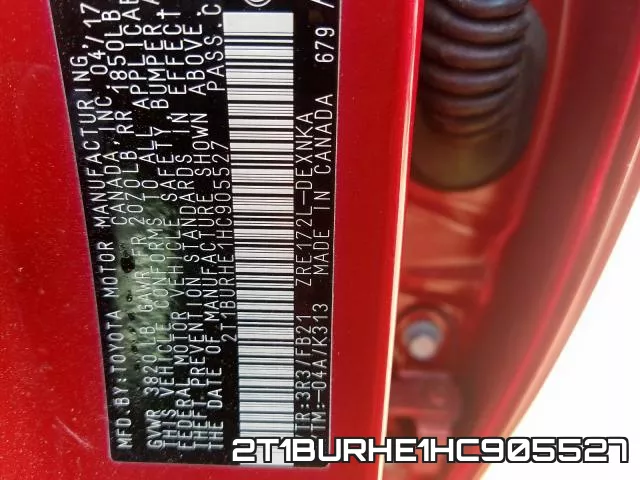 2T1BURHE1HC905527 фото 2