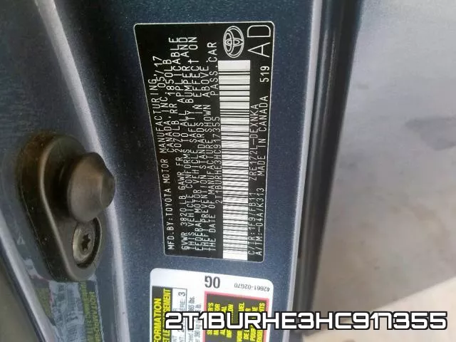 2T1BURHE3HC917355 фото 2