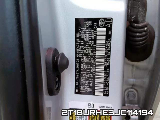 2T1BURHE3JC114194 фото 2