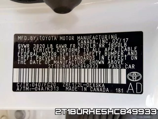 2T1BURHE5HC849933 фото 2