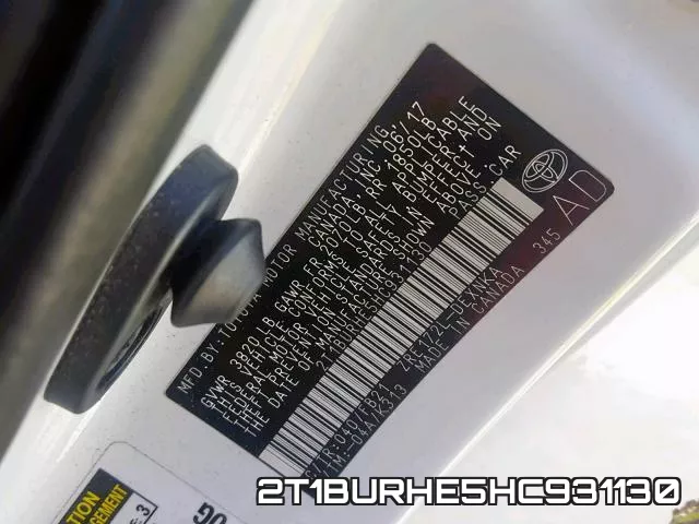 2T1BURHE5HC931130 фото 2