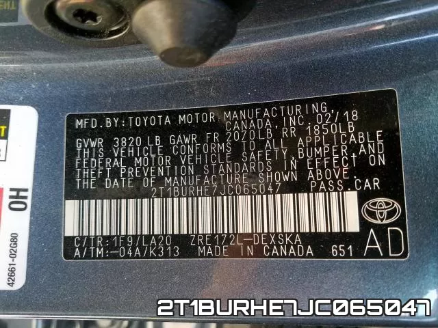 2T1BURHE7JC065047 фото 2
