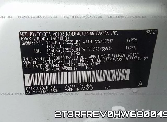 2T3RFREV0HW680049 фото 10