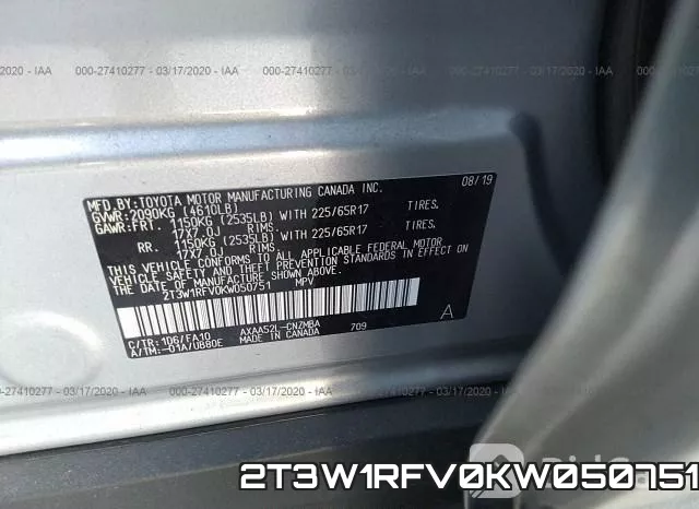 2T3W1RFV0KW050751 фото 10