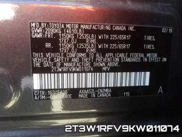 2T3W1RFV9KW011074 фото 2