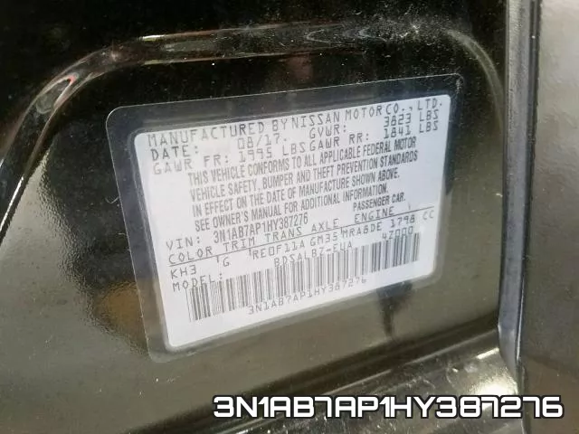 3N1AB7AP1HY387276 фото 2