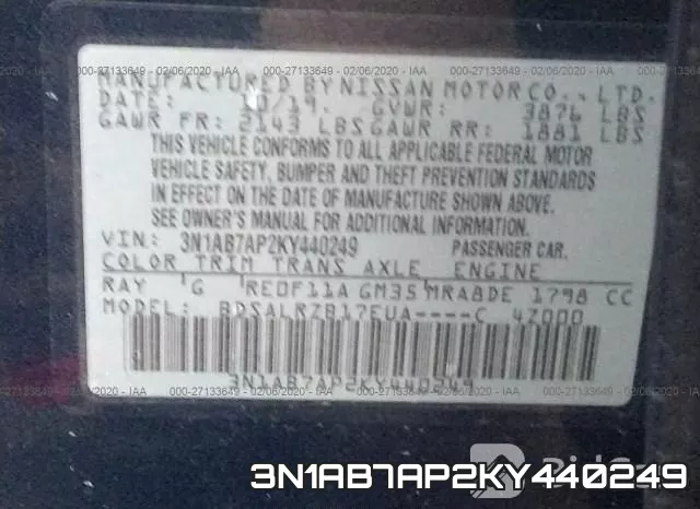 3N1AB7AP2KY440249 фото 10