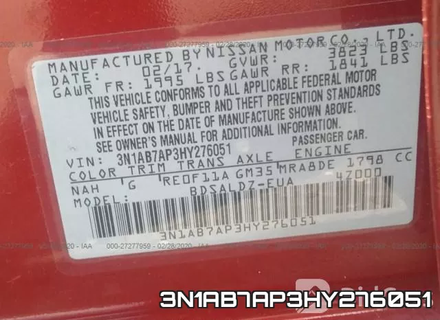 3N1AB7AP3HY276051 фото 10