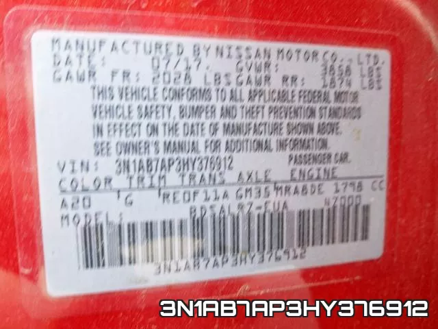 3N1AB7AP3HY376912 фото 2