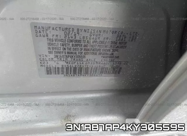 3N1AB7AP4KY305595 фото 10