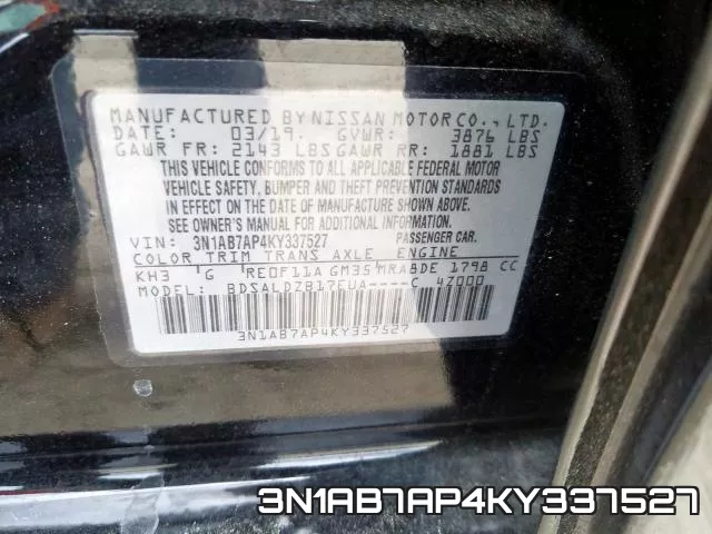 3N1AB7AP4KY337527 фото 2